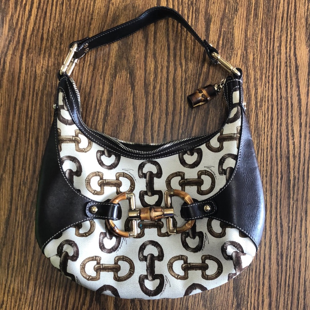Gucci Horsebit Canvas Hobo Small Shoulder Bag